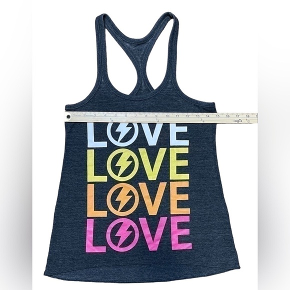 Chaser Love Lightning Bolt Tank Size Extra Small Racerback Dark Grey Rare - Picture 15 of 16